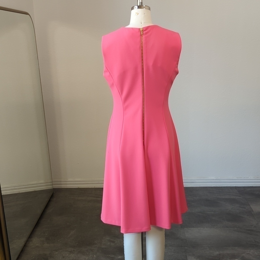 Calvin Klein Button Shoulder A Line Dress Coral 6 preppy business casual party - Picture 2 of 8